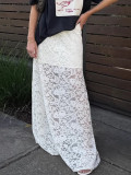 Spring Jacquard Lace Cut-Out Fashion Sexy Long Skirt