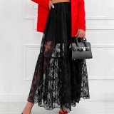 Sexy See-Through Lace A-Line Spring Summer Fashion Long Skirt