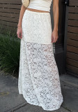 Spring Jacquard Lace Cut-Out Fashion Sexy Long Skirt