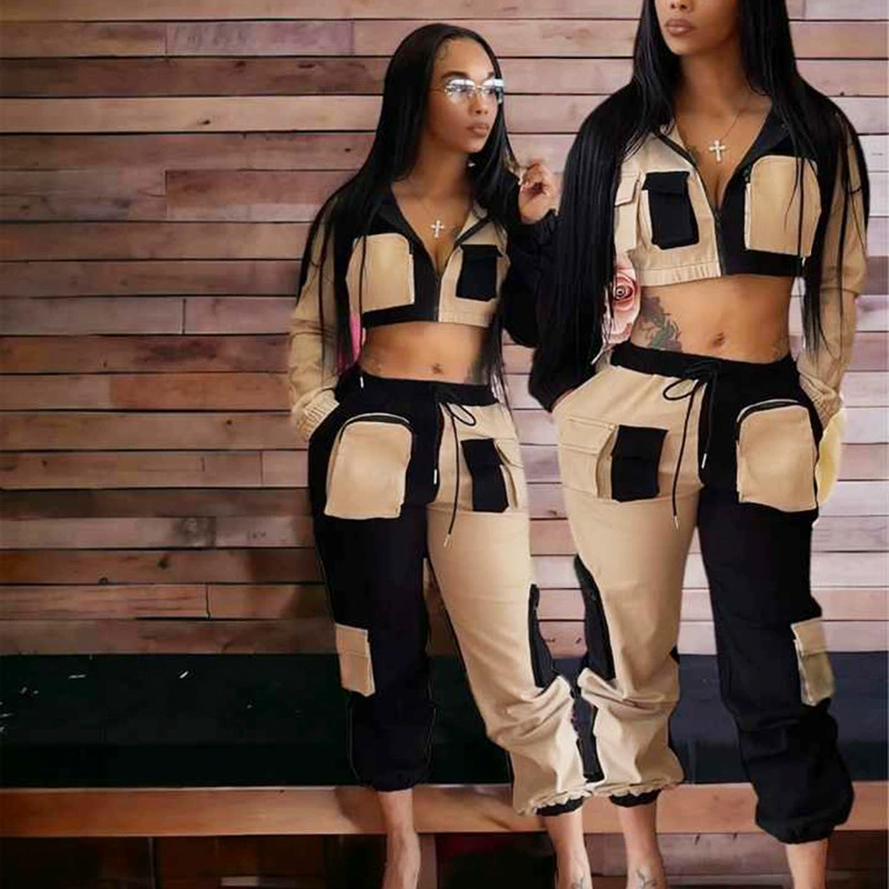 Women Double-piece hooded Top and trousers Casual Two Piece Set