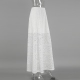 Spring Jacquard Lace Cut-Out Fashion Sexy Long Skirt