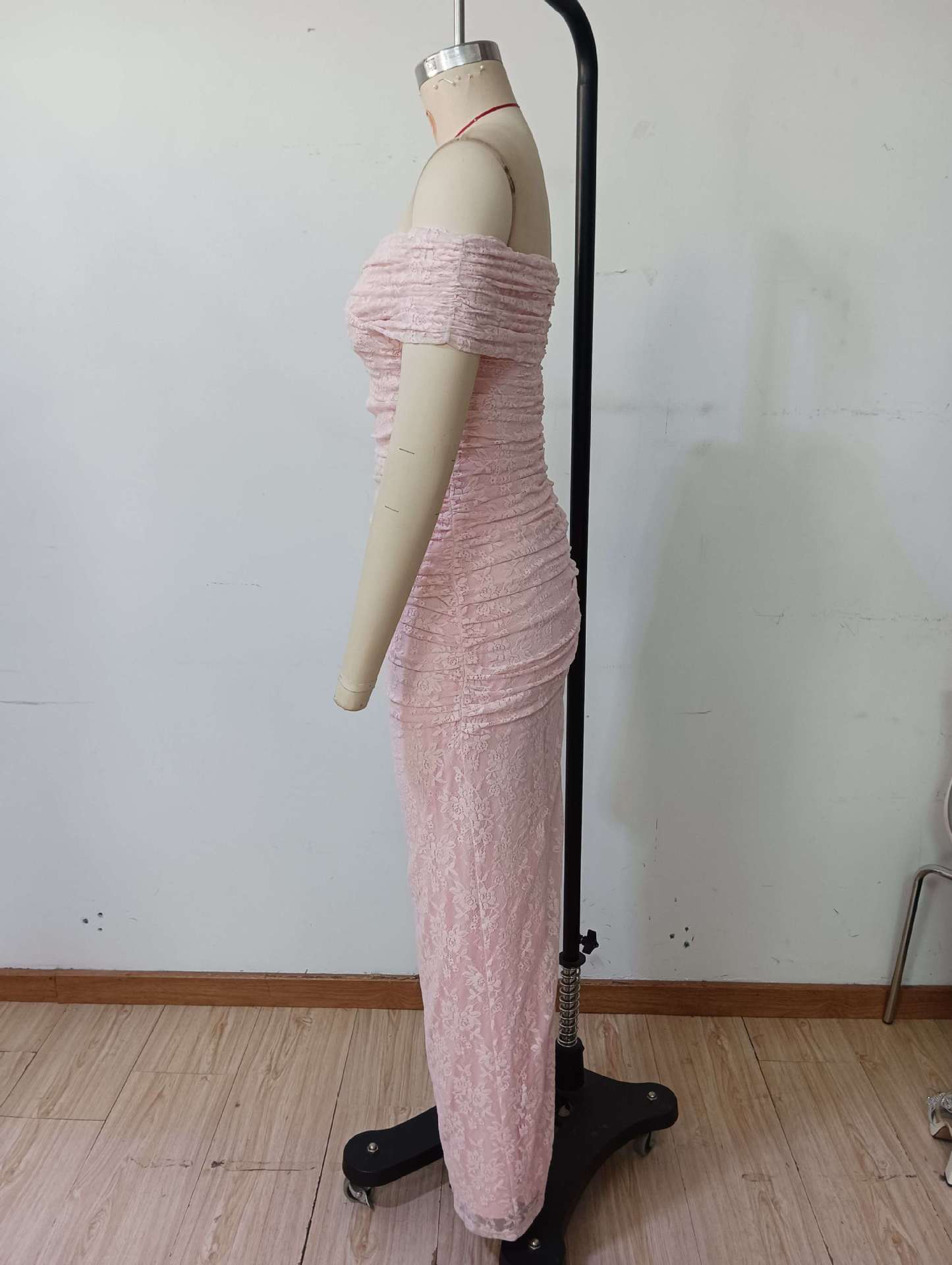 Women's Elegant Fashion Lace Off-Shoulder Slit Long Party Evening Gown