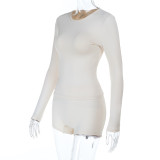 Solid Slim Fitted Long-Sleeve Top & High-Waist Butt Lift Shorts Sporty Casual Set
