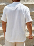 Men's Solid Stand Collar Short-Sleeve Fashion Shirt