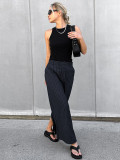 Career High-Waist Striped Slit Straight-Leg Autumn Fashion Women's Skirt