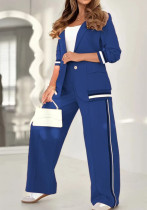 Fashion Solid Chic Career Rib Knit Two-Piece Pants Set Fashion Solid Chic Career Rib Knit Two-Piece Pants Set