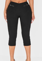 Women's Spring Summer Low-Rise Solid Slim Fitted 7/8 Casual Pants