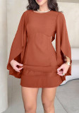 Solid Color Bell Sleeve Low Back Tie-Waist Culotte Jumpsuit