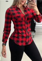 Women's Long-Sleeve Red Plaid Shirt Women's Long-Sleeve Red Plaid Shirt