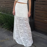 Spring Jacquard Lace Cut-Out Fashion Sexy Long Skirt