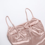 Summer Women's Fashion Sexy Strap Satin Gown Slit Chic Dress