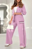 Fashion Solid Chic Career Rib Knit Two-Piece Pants Set