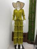 Ruffle Plus Size Fashion African Loose Chic Elegant Long Dress