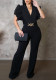 Flutter Sleeve Turn-Down Collar Jumpsuit
