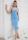 Deep V-Neck Sleeveless Strap Women's Ruched Sexy Bodycon Dress