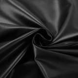 Black Sexy Autumn Winter Mid-Length PU Leather Skirt