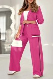 Fashion Solid Chic Career Rib Knit Two-Piece Pants Set