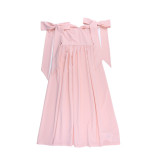 Bow Strap Slim Waist Sexy Low Back Dress Chic Long Gown