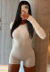 Solid Slim Fitted Long-Sleeve Top & High-Waist Butt Lift Shorts Sporty Casual Set