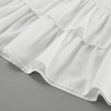 Chiffon White High-Waist A-Line Pleated Casual Skirt Autumn Fashion Short Skirt