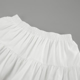 Chiffon White High-Waist A-Line Pleated Casual Skirt Autumn Fashion Short Skirt