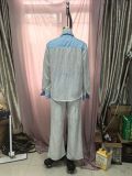 Women Casual Sequin Blazer and Wide-Leg Pants Two-Piece Set