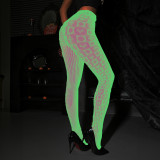 Women Halloween Sexy Glow-in-the-Dark Playing Card Fishnet Tights Sexy Lingerie