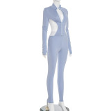 Women Fall Workout Colorblock Sport Jacket Two-Piece Set
