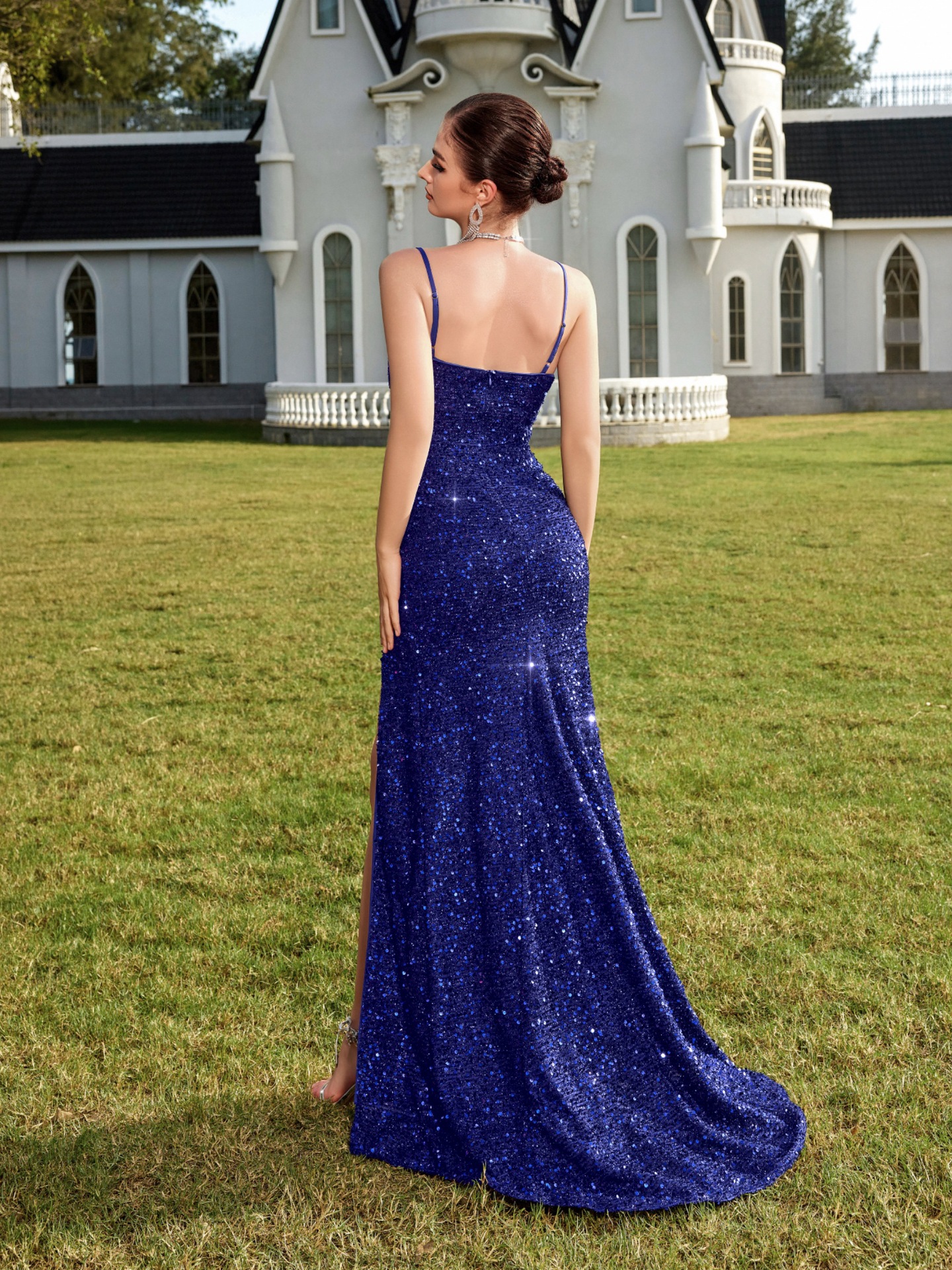 Women sexy summer strapless formal party French dress.