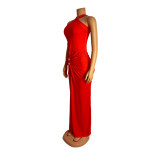 Women Sexy Party Gathered Bodycon Maxi Dress