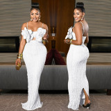 Women Sexy Lace Corsage Backless Strap Dress
