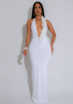 Women Halter Neck Backless Party Floral Bodycon Dress