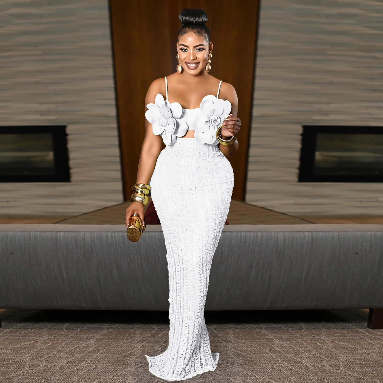 Women Sexy Lace Corsage Backless Strap Dress