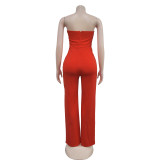 Women Sleeveless Button Jumpsuit