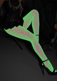 Women Halloween Sexy Glow-in-the-Dark Playing Card Fishnet Tights Sexy Lingerie
