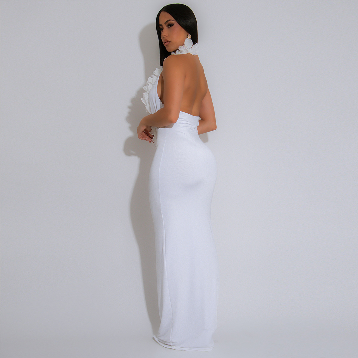 Women Halter Neck Backless Party Floral Bodycon Dress