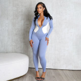 Women Fall Workout Colorblock Sport Jacket Two-Piece Set