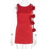 Women summer sexy floral sleeveless bodycon dress.