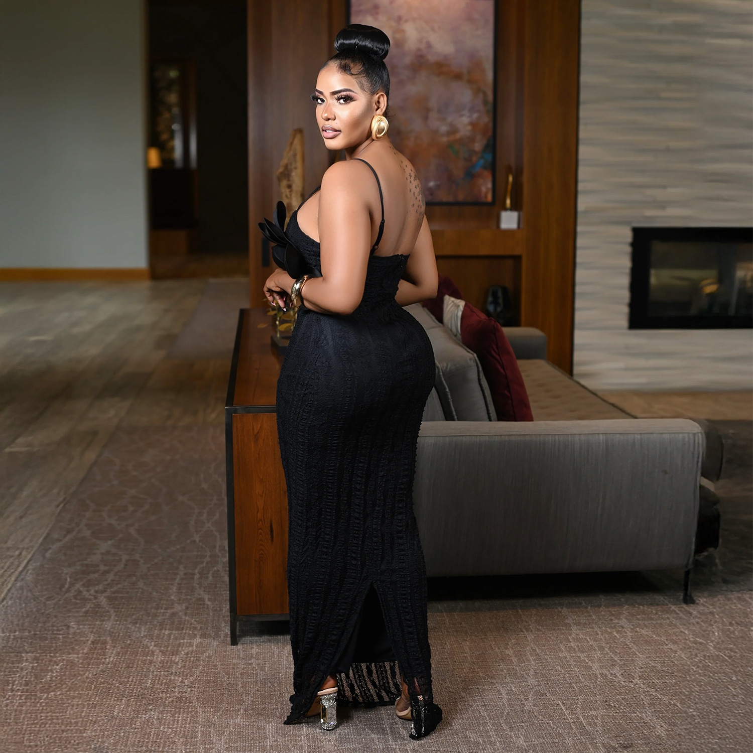 Women Sexy Lace Corsage Backless Strap Dress