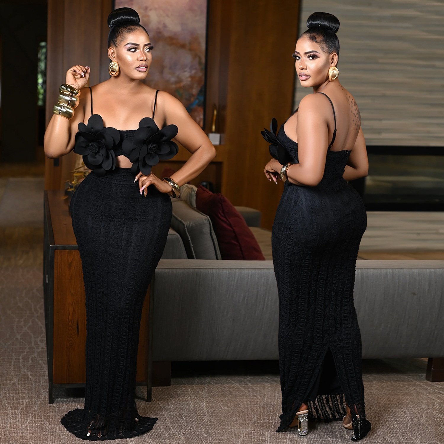 Women Sexy Lace Corsage Backless Strap Dress