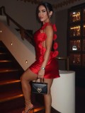 Women summer sexy floral sleeveless bodycon dress.