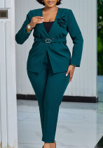 African Women Fall/Winter Solid Blazer Two-Piece Set African Women Fall/Winter Solid Blazer Two-Piece Set