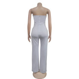 Women Sleeveless Button Jumpsuit