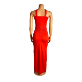 Women Sexy Party Gathered Bodycon Maxi Dress