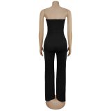 Women Sleeveless Button Jumpsuit