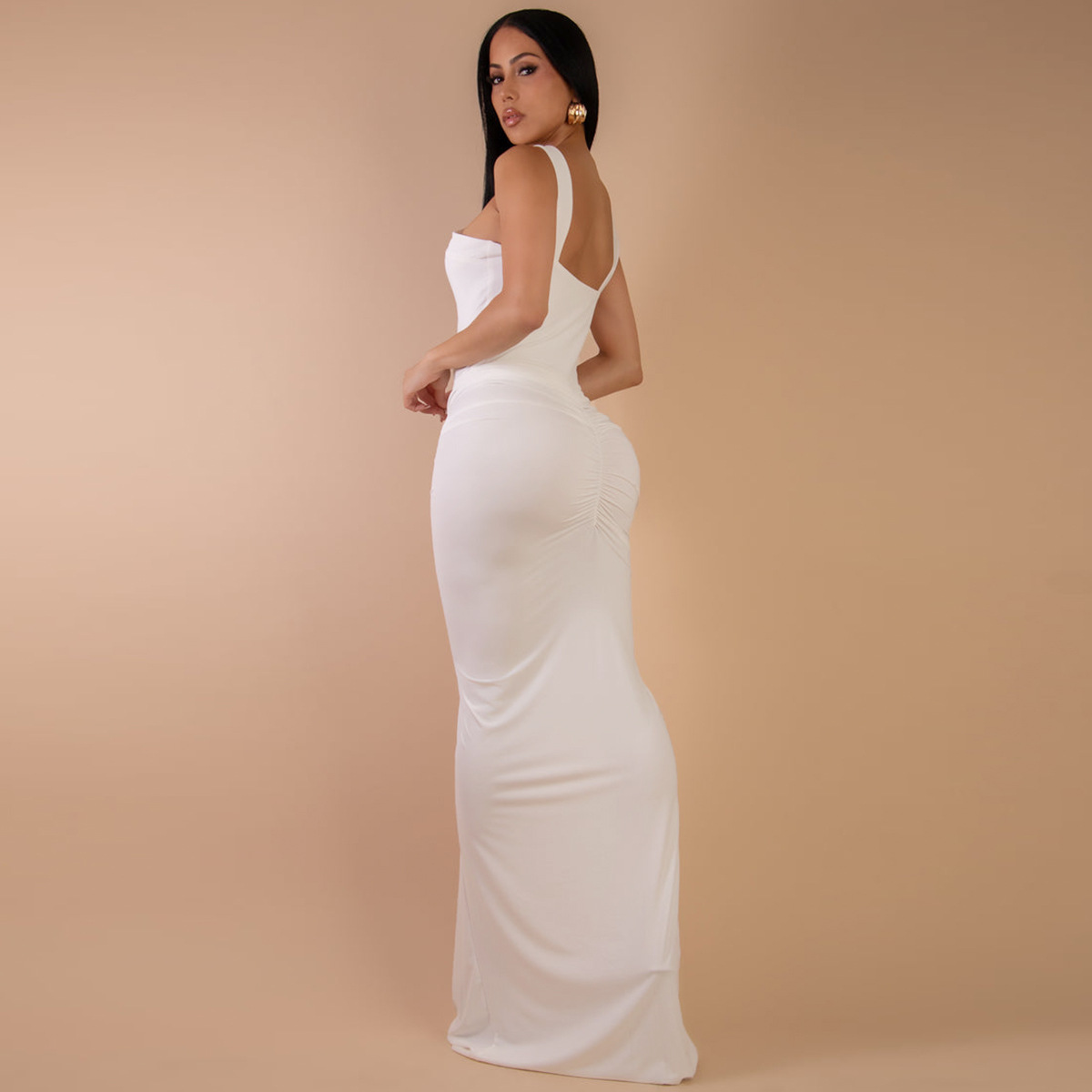 Women Sexy Party Gathered Bodycon Maxi Dress