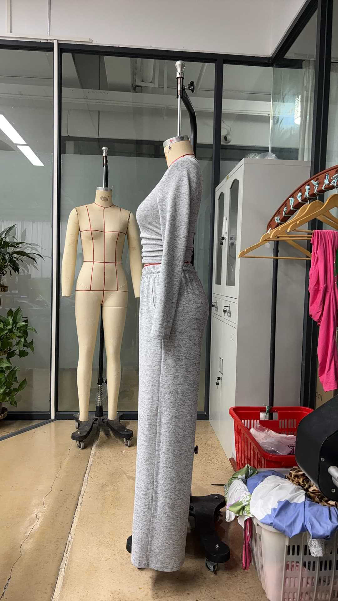 Women Fall Long-Sleeved Buttoned Solid Top and Pants Two-Piece Set