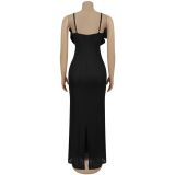 Women Sexy Lace Corsage Backless Strap Dress