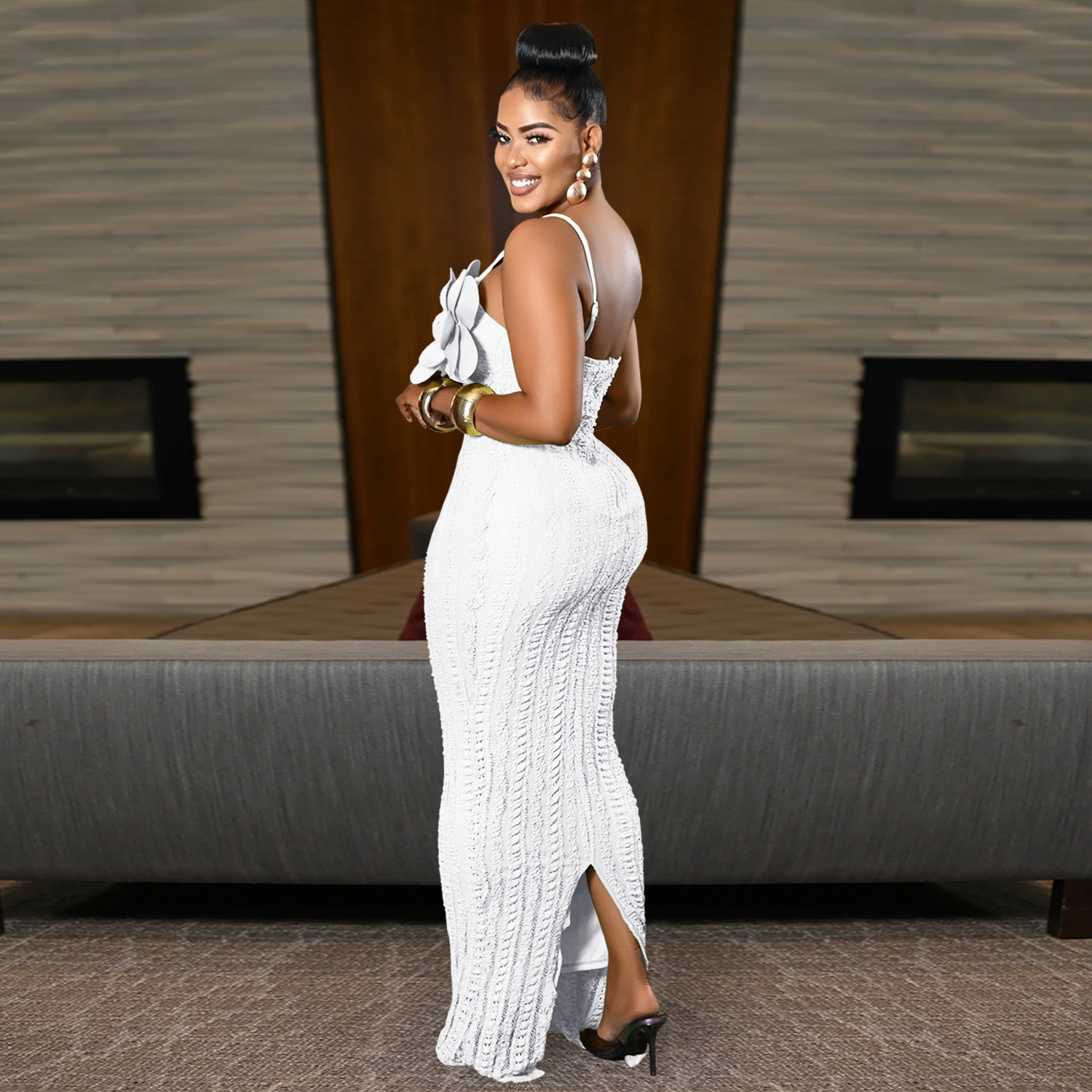 Women Sexy Lace Corsage Backless Strap Dress