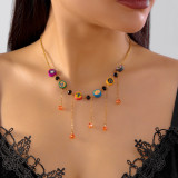 Halloween Funny Novelty Necklace Ghost Pumpkin Skull Fringe Multi-Element Pendant Short Necklace